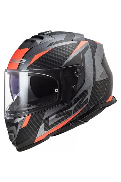 LS2 Storm Racer Kapalı Kask Mat Tıtanıum-turuncu - 1