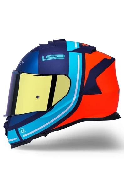 LS2 Storm 2 Slant Mat Mavi Turuncu Kask