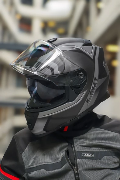 LS2 STORM 2 FASTER MAT TITANIUM KASK - Resim 3