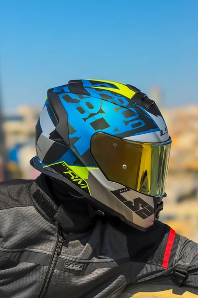 LS2 STORM 2 SPRINTER MAT SİYAH-GRİ-COBALT KASK - Resim 3