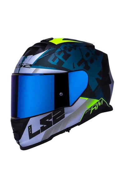 LS2 Storm 2 Sprinter Siyah Gri Cobalt Gökkuşağı Vizör Şeffaf Vizör Hediye - Resim 3