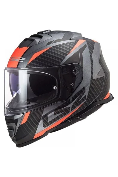LS2 Motopars Storm 2 Racer Mat Tıtanıum-turuncu Kask