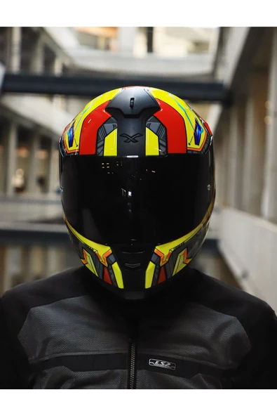 Nexx SX.100 GIGABOT KIRMIZI SARI KASK - Resim 3