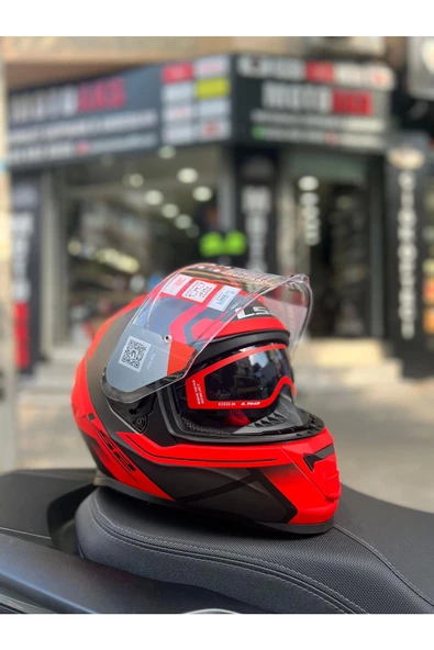 LS2 Storm 2 Faster Kırmızı-Siyah Full Face Motosiklet Kask - 4