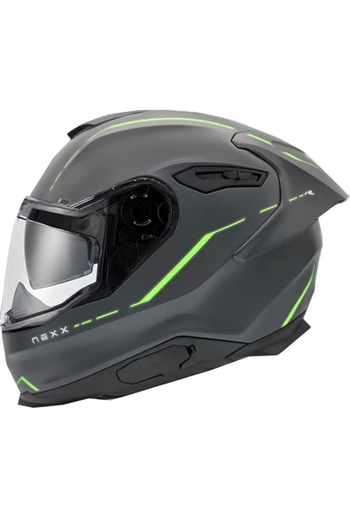 Nexx Y.100R REACT MAT GRİ-YEŞİL KASK