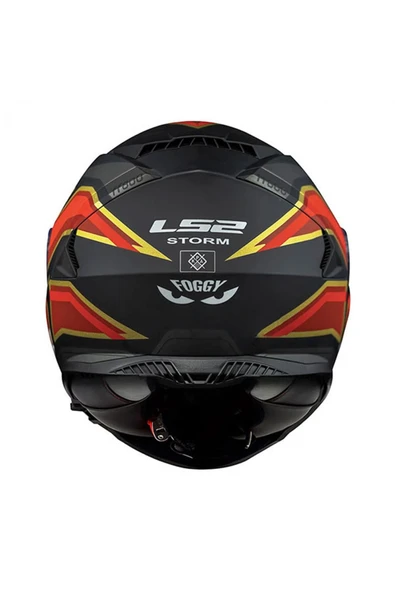 LS2 Storm Foggy Kapalı Motosiklet Kaskı Siyah - Kırmızı Siyah Cam - Resim 3