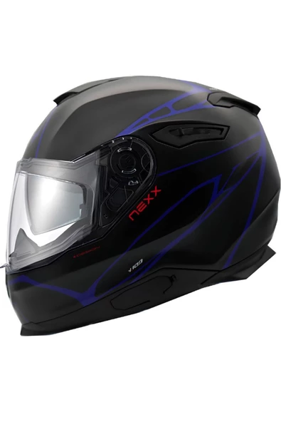 Nexx Y.100R REACT MAT SİYAH-MAVİ KASK