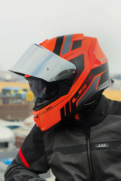 LS2 STORM 2 FIST MAT TURUNCU-SİYAH KASK - Resim 3