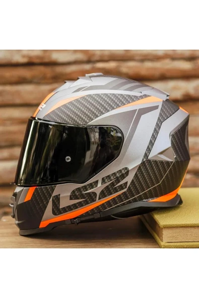 LS2 Storm 2 Racer Full Face Motosiklet Kaskı Siyah Vizörlü - Resim 6