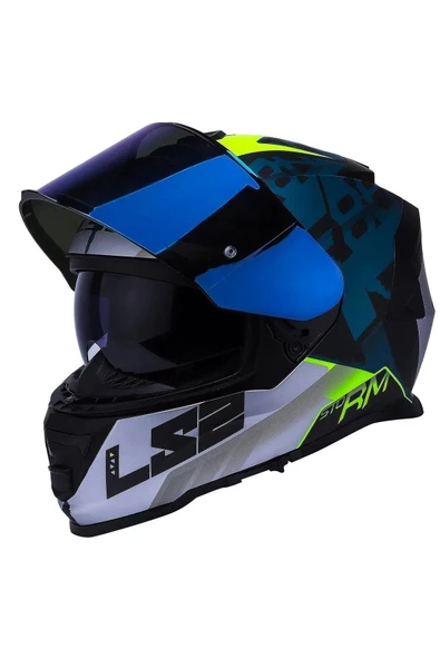 LS2 Storm 2 Sprinter Siyah Gri Cobalt Gökkuşağı Vizör Şeffaf Vizör Hediye - Resim 4