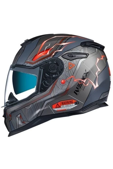 Nexx Sx.100 Gigabot Güneş Vizörlü Kapalı Kask (mat Gri-kırmızı) - 1