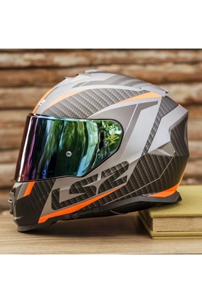 LS2 Storm 2 Racer Mat Tıtanıum-turuncu Kask - 5