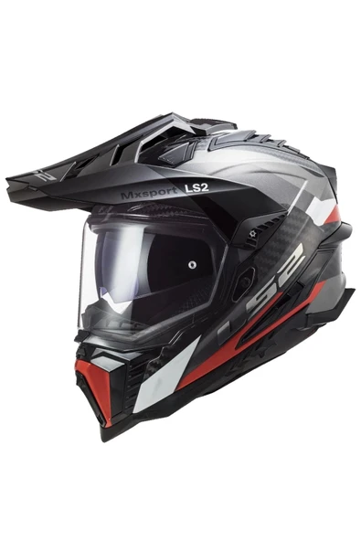 LS2 EXPLORER C KARBON FRONTIER TITANIUM-KIRMIZI KASK ürün görseli 1