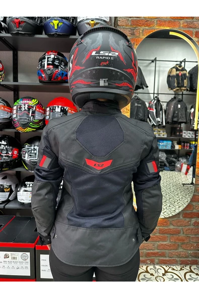 LS2 BLADE AIR KADIN MONT SİYAH-KIRMIZI - Resim 4