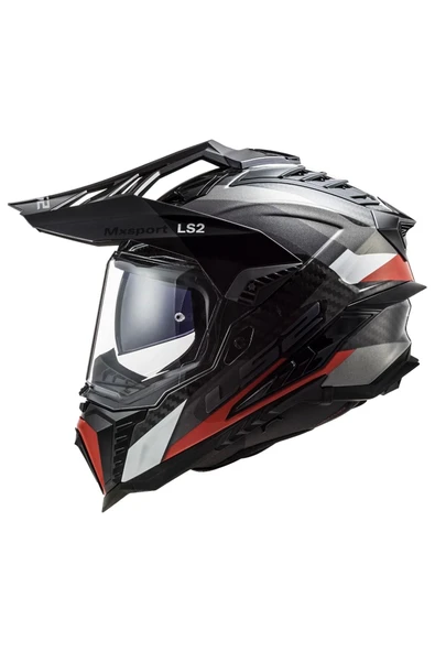 LS2 EXPLORER C KARBON FRONTIER TITANIUM-KIRMIZI KASK - Resim 2