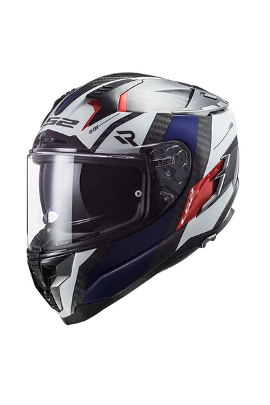 LS2 Challenger C Karbon Alloy Beyaz-mavi-kırmızı Kask