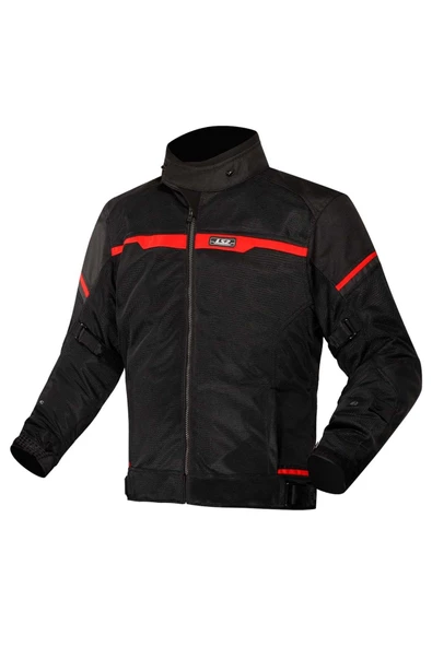 LS2 Riva Siyah Kırmızı Fileli Motorcu Montu (Black Red)