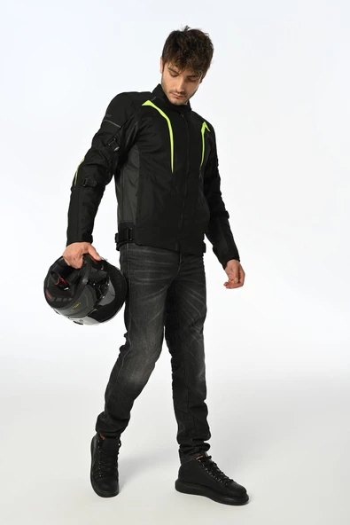 LS2 Sepang Black Gray Neon Yellow Motorcu Ceketi - 3