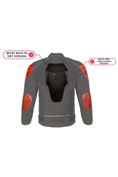 Vexo Quatro Korumali Motosiklet Montu Kırmızı - Resim 4