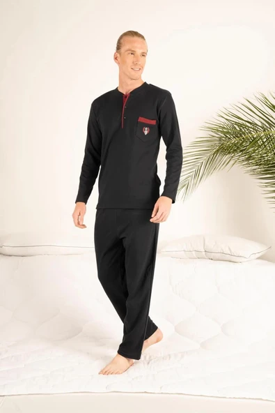 Gd Goldoremi 23403 Erkek Kışlık Yuvarlak Yaka Cepli Pamuklu Pijama Takımı - 11