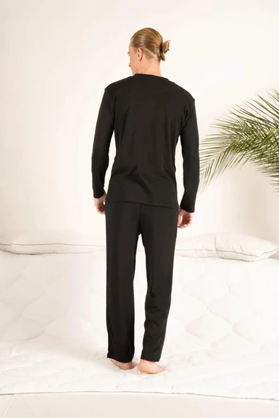 Gd Goldoremi 23403 Erkek Kışlık Yuvarlak Yaka Cepli Pamuklu Pijama Takımı - 8