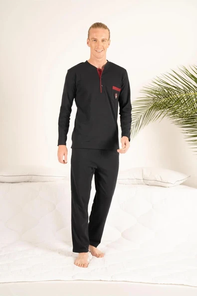 Gd Goldoremi 23403 Erkek Kışlık Yuvarlak Yaka Cepli Pamuklu Pijama Takımı - 10