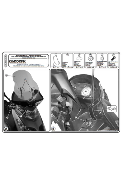 Kappa D292KITK KYMCO DINK 50-125-200 (06-16) RÜZGAR SİPERLİK BAĞLANTISI