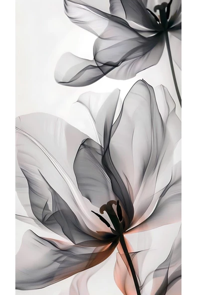 Harikabirev HARİKABİREV|SOFT SİYAH KIRMIZI ÇİÇEKLER 1|ÇERÇEVELİ CAM TABLO  2Lİ DİKEY - Resim 2