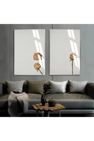 Harikabirev HARİKABİREV|KURU GÜL KOMBİNİ 01 |ÇERÇEVELİ CAM TABLO  2Lİ DİKEY