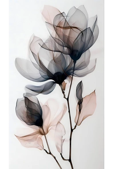 Harikabirev HARİKABİREV|SOFT SİYAH KIRMIZI ÇİÇEKLER 1|ÇERÇEVELİ CAM TABLO  2Lİ DİKEY - Resim 3