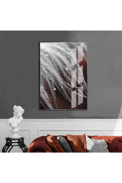 Harikabirev HARİKABİREV|BORDO YAPRAK DESEN  2|ÇERÇEVELİ TEMPERLİ CAM TABLO TEKLİ DİKEY ürün görseli