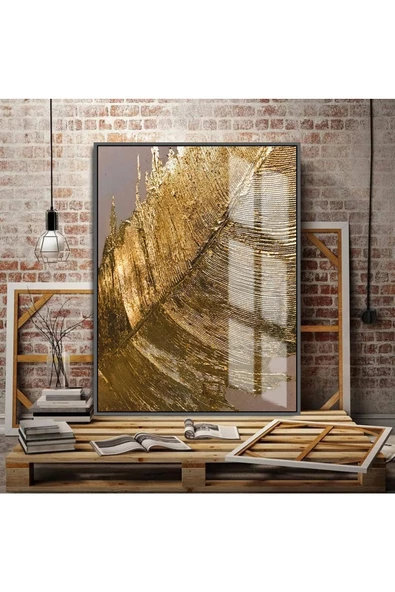 Harikabirev HARİKABİREV|BRONZ GOLD SİYAH KOMBİNİ SOL |ÇERÇEVELİ TEMPERLİ CAM TABLO TEKLİ DİKEY