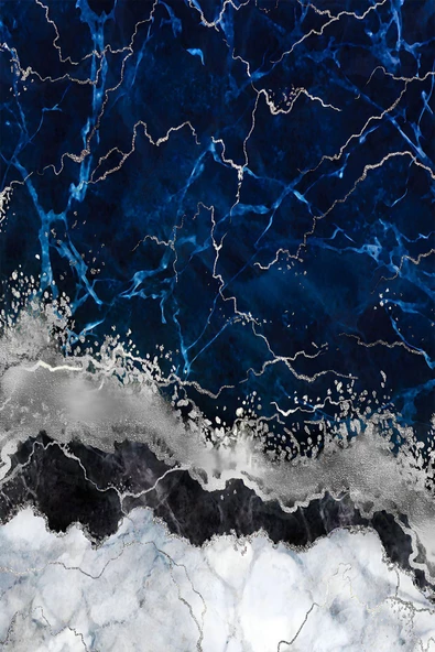 Harikabirev HARİKABİREV|LACİVERT-GÜMÜŞ SEVİLEN SOYUT ŞEKİL ORTA |ÇERÇEVELİ TEMPERLİ CAM TABLO TEKLİ DİKEY - Resim 2