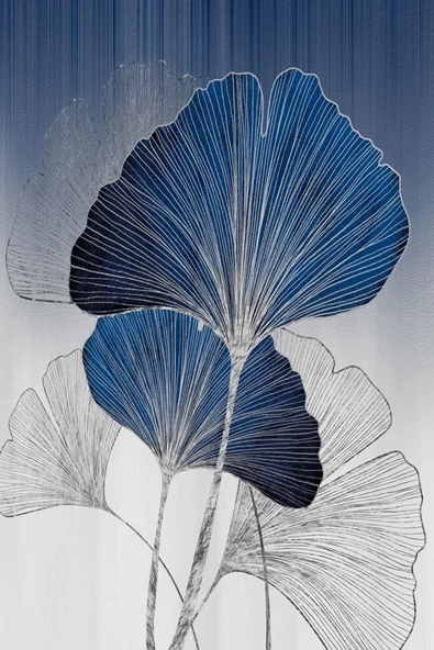 Harikabirev HARİKABİREV|LACİVERT-GÜMÜŞ SONSUZLUK ÇİÇEK KOMBİNİ SAĞ |ÇERÇEVELİ TEMPERLİ CAM TABLO TEKLİ DİKEY - Resim 2