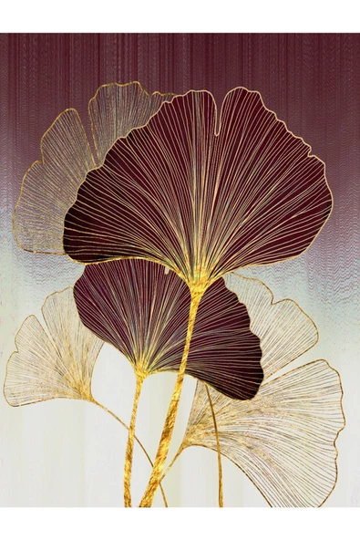 Harikabirev HARİKABİREV|BORDO-GOLD SONSUZLU ÇİÇEĞİ KOMBİNİ SOL |ÇERÇEVELİ TEMPERLİ CAM TABLO TEKLİ DİKEY - Resim 2