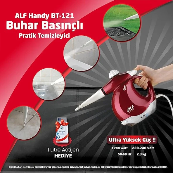 Alf BT-121 Steam Force Handy  3.5 Bar Buharlı Temizleyici Kırmızı 1200 W - 9