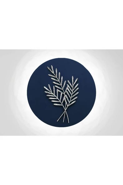 Harikabirev HARİKABİREV|LACİVERT-GÜMÜŞ SONSUZLUK ÇİÇEĞİ ORTA KOMBİN |ÇERÇEVELİ TEMPERLİ CAM TABLO TEKLİ YATAY - Resim 2