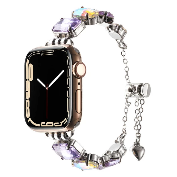 Apple Watch Ultra 1 / 2 49mm Kordon Renkli Taşlı Tasarımlı İnce Şık Kordon 115