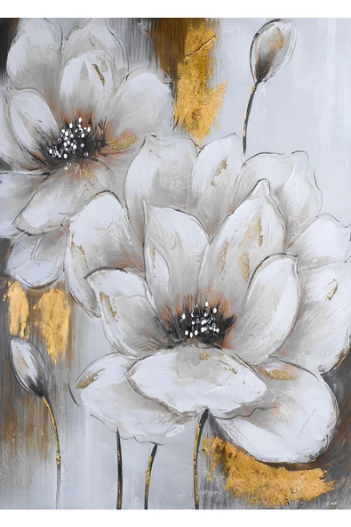 Harikabirev HARİKABİREV|SEVİLEN ÇİÇEK KOMBİNİ GOLD-GRİ 03|ÇERÇEVELİ CAM TABLO 2Lİ DİKEY - Resim 2