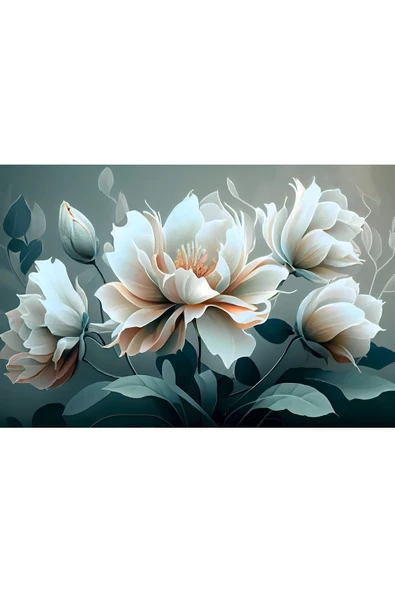 Harikabirev HARİKABİREV|YENİ TURKUAZ RENK ÇİÇEK 01 |ÇERÇEVELİ TEMPERLİ CAM TABLO TEKLİ YATAY - Resim 2