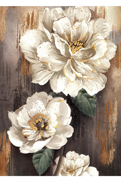 Harikabirev HARİKABİREV|GOLD TÜY KUŞ VE ÇİÇEK KOMBİNİ 12|ÇERÇEVELİ CAM TABLO TEMPERLİ 3LÜ DİKEY - Resim 3