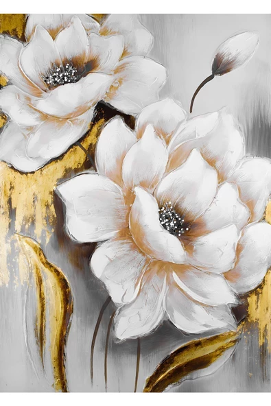 Harikabirev HARİKABİREV|SEVİLEN ÇİÇEK KOMBİNİ GOLD-GRİ 03|ÇERÇEVELİ CAM TABLO 2Lİ DİKEY - Resim 3