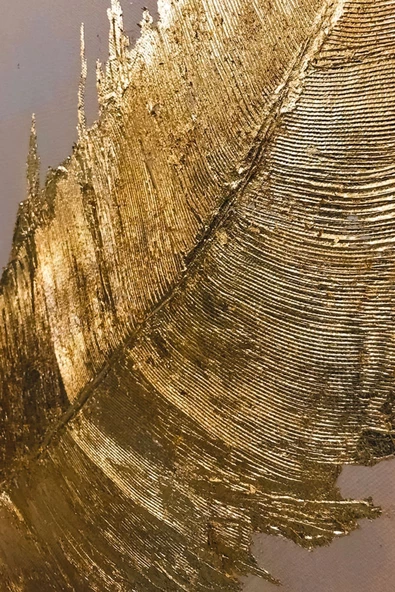 Harikabirev HARİKABİREV|YAPRAK KOMBİNİ GOLD |ÇERÇEVELİ CAM TABLO 2Lİ DİKEY - Resim 3