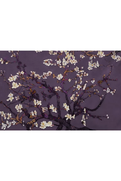 Harikabirev HARİKABİREV|SEVİLEN ÇİÇEK TABLOSU 12 MOR KREM |ÇERÇEVELİ TEMPERLİ CAM TABLO TEKLİ YATAY - Resim 2