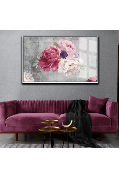 Harikabirev HARİKABİREV|SEVİLEN ÇİÇEK TABLOSU 09 SOFT PEMBE|ÇERÇEVELİ TEMPERLİ CAM TABLO TEKLİ YATAY ürün görseli