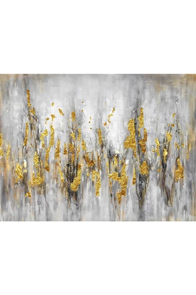 Harikabirev HARİKABİREV|SEVİLEN SOYUT TABLO 02 GOLD GRİ|ÇERÇEVELİ TEMPERLİ CAM TABLO TEKLİ YATAY - Resim 2