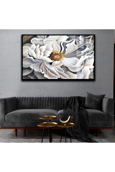 Harikabirev HARİKABİREV|SEVİLEN ÇİÇEK TABLOSU 04 |ÇERÇEVELİ TEMPERLİ CAM TABLO TEKLİ YATAY ürün görseli