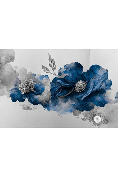 Harikabirev HARİKABİREV|SEVİLEN ÇİÇEK TABLOSU 08 GÜMÜŞ LACİVERT |ÇERÇEVELİ TEMPERLİ CAM TABLO TEKLİ YATAY - Resim 2