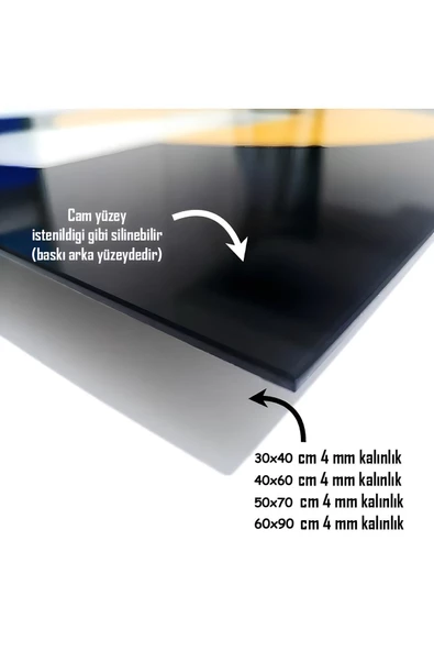 Harikabirev HARİKABİREV|SEVİLEN KAYIK TABLOSU IKEA SİYAH BEYAZ |ÇERÇEVELİ TEMPERLİ CAM TABLO TEKLİ YATAY - 3