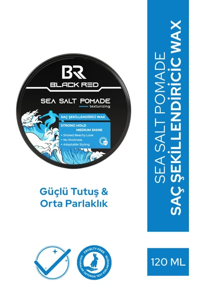 Black Red Wax Sea Salt Pomade Deniz Tuzlu Saç Şekillendiricisi Erkek Güçlü Tutuş - 120 ml